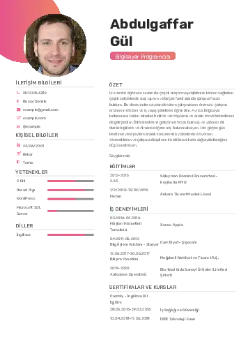 Bilgisayar Programcısı CV Örnekleri cv indir